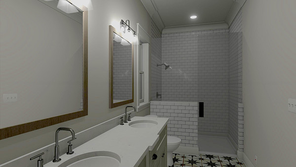Loblolly Cottage 3D Rendering Primary Bath